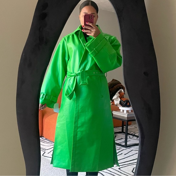 NA-KD Candy Apple Green Rain Coat - Picture 3 of 5